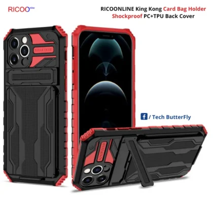 RICOONLINE iPhone11 Pro Max (Red/Black) King Kong Card Bag Holder Shockproof PC+TPU Back Cover (Copy)